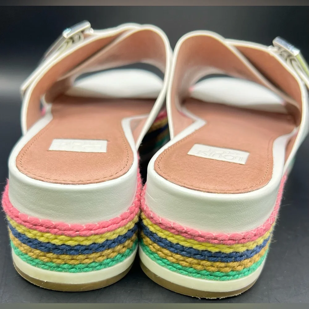 Louise et Cie White Platform Sandals with Multicolor‎ Sole, Size: 7.5